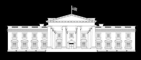 Depiction of the White House home to the United States President over a black backgroundのイラスト素材