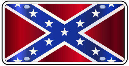 Rebel License Plate with flag of state in red white and blue with Lone Star State text over a white backgroundのイラスト素材