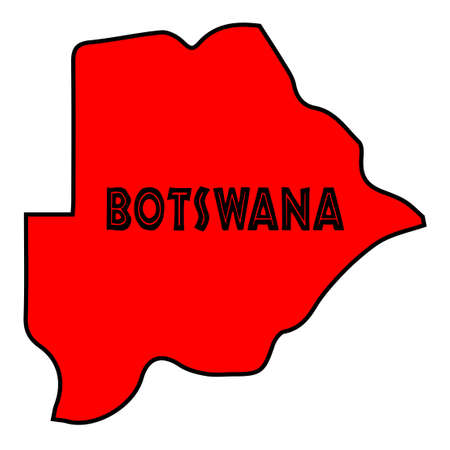 Botswana outline in silhouette over a white backgroundのイラスト素材