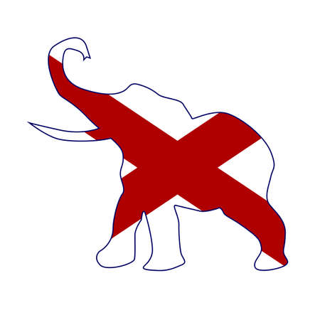 The Alabama Republican elephant flag over a white backgroundのイラスト素材