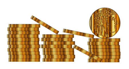 Thirty pieces of gold over a white backgroundのイラスト素材