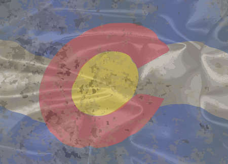 The flag of the USA state of Colorado with grunge effectのイラスト素材