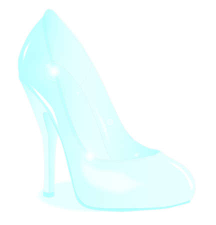A glass see through stiletto heel shoe isolated on a white backgroundのイラスト素材