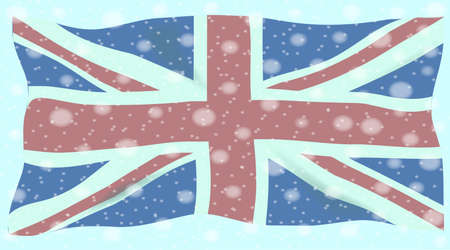 The British Union Flag, or Union Jack with winter snowのイラスト素材