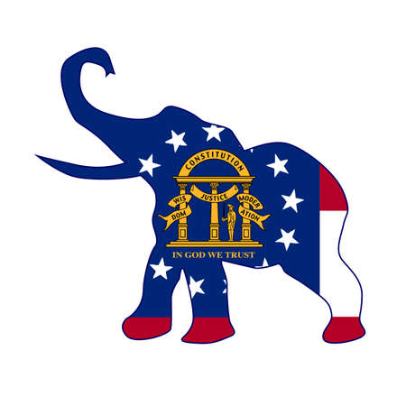 The Georgia Republican elephant flag over a white layout.のイラスト素材