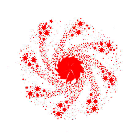 A spinning red star pin wheel or catherine wheel.のイラスト素材