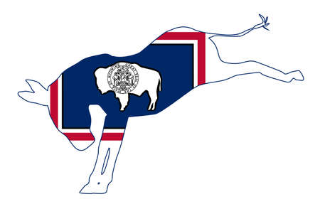 The Wyoming Democrat party donkey flag over a white backgroundのイラスト素材
