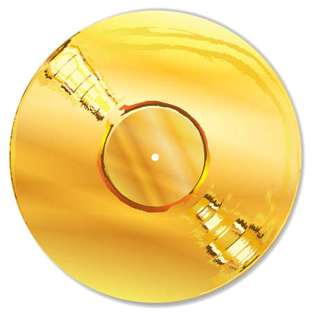 A golden record as presented to million seller artists on a white backgroundのイラスト素材