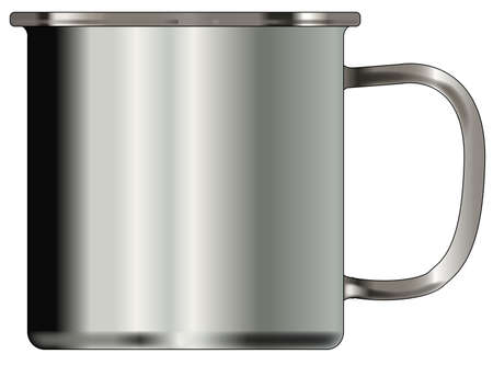 A typical silver coloured tin cup over a white backgroundのイラスト素材