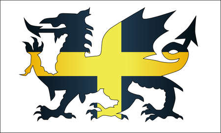 The national dragon and the flag od Saint David of Walesのイラスト素材