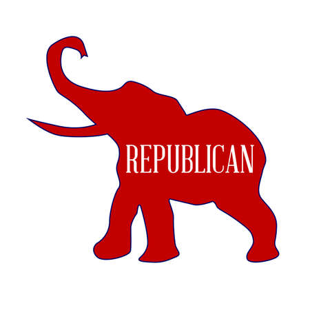 Red Republican elephant over a white backgroundのイラスト素材