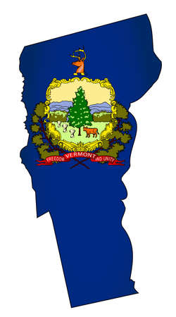 Outline map of the state of Vermont with inset flagのイラスト素材