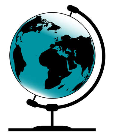 A globe of the earth on a traditional swivel stand isolated on a white backgroundのイラスト素材