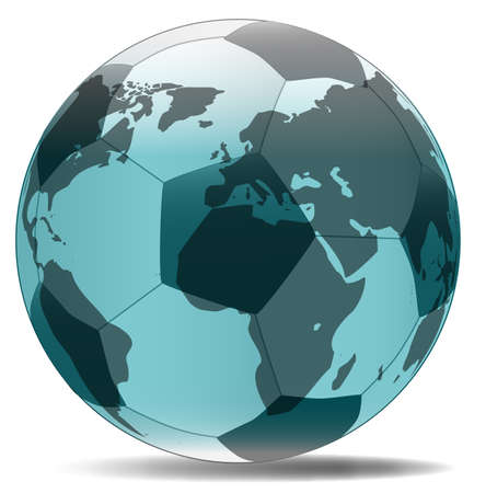 A typical soccer football with Earth map globe isolated over a white background.のイラスト素材