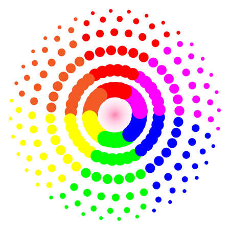 A circular dot pattern in the LGBT rainbow colours on a white backgroundのイラスト素材