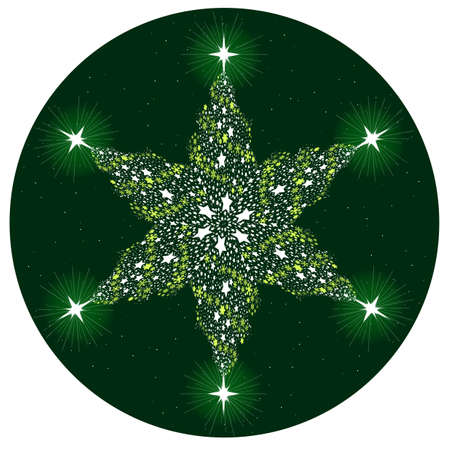 A Christmas Tree mandalacreated from snowflakes and stars.のイラスト素材