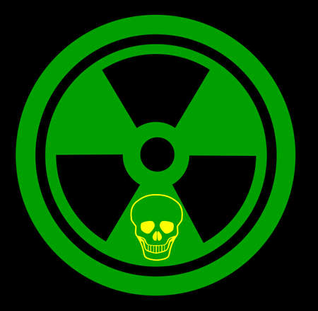 Radiation sign with skull outline.のイラスト素材