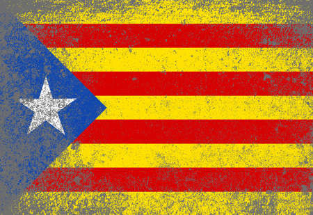 The flag as used by the Catalan portion of Spain with grungeの写真素材