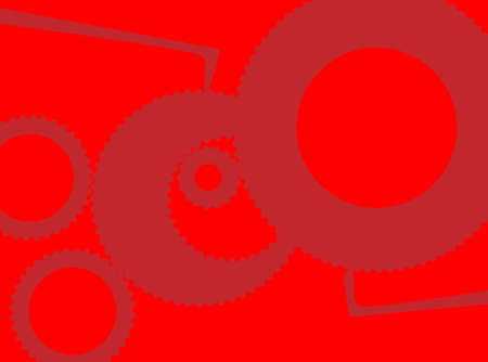 An abstract style set of red gears over a red backgroundのイラスト素材