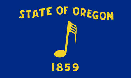 An illustration of the state of Oregon state flag with musical notationのイラスト素材
