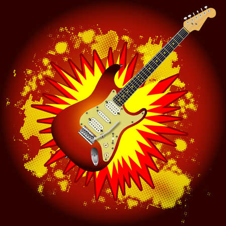 A comic cartoon style guitar explosionのイラスト素材