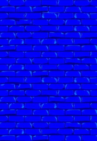 A bright blue brick wall with showing some damage as a backgroundのイラスト素材