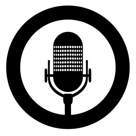 A microphone set in a ring as an isolated rubber ink stampのイラスト素材