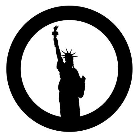 The Statue Of Liberty set in a ring as an isolated rubber ink stampのイラスト素材