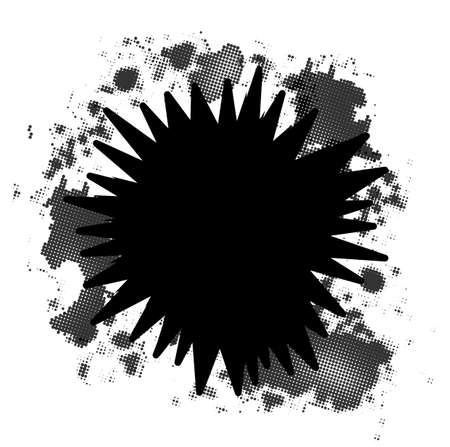 A comic cartoon style explosion in black isolated over a white backgroundのイラスト素材