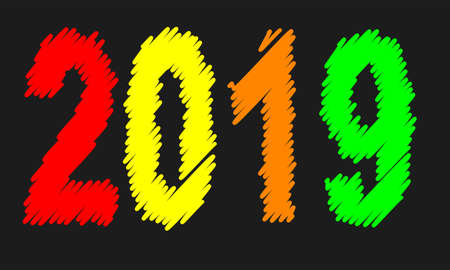 A blackboard with a message for 2019 on blackのイラスト素材