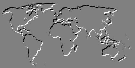 A map of the world in black and whiteembosed style