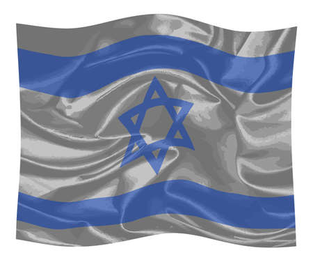 The flag of Israel in blue and white with the star of David fluttering