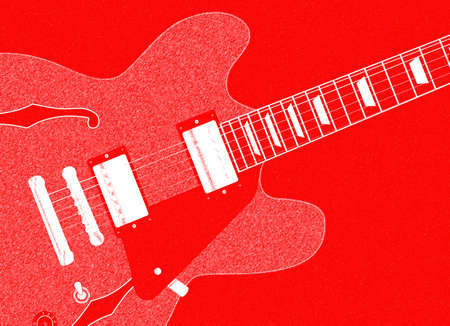 A red blues type guitar set in a red background