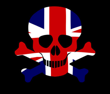 Skull and crossbones with a Union Jack flag inlayのイラスト素材