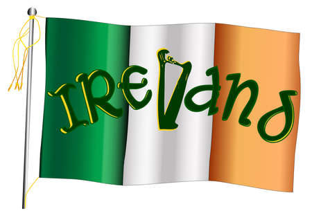 The Irish flag set against against a white background.のイラスト素材