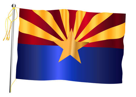 The Arizona US state flag set against against a white background.のイラスト素材