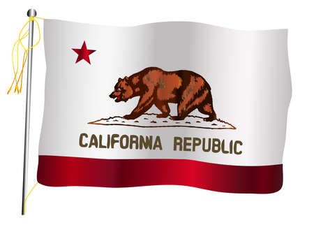 The California State US state flag set against against a white background.のイラスト素材