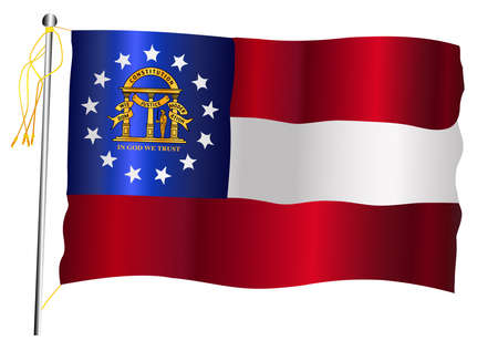 The Georgia State US state flag set against against a white background.のイラスト素材
