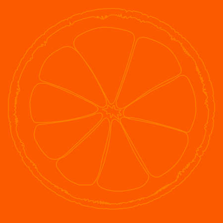 A blood orange slice isolated as an orange background