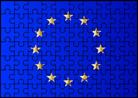 The European Union EU flag with a jigsaw overlayのイラスト素材