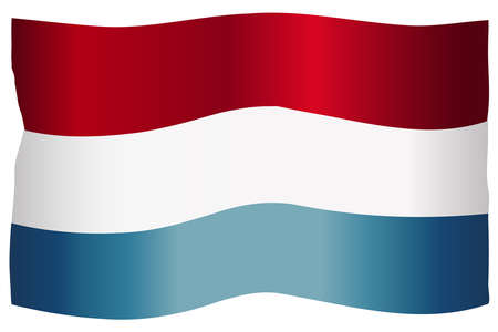 The flag of Luxembourg in red white and blue with flutter waveのイラスト素材
