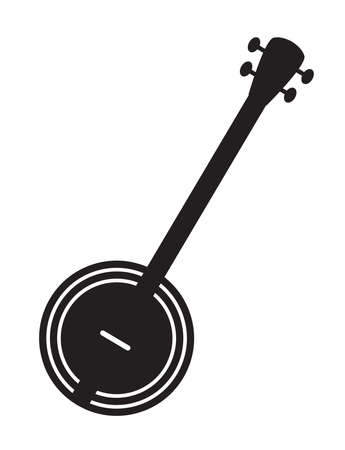 A typical four string banjo in silhouette on a white backgroundのイラスト素材