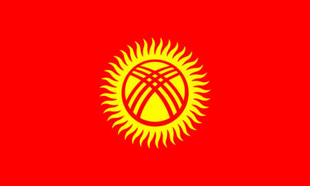 Flag of the country of Kyrgyzstan in red and goldのイラスト素材