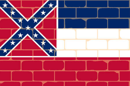 A brick wall with the Mississippi flag graffitiのイラスト素材