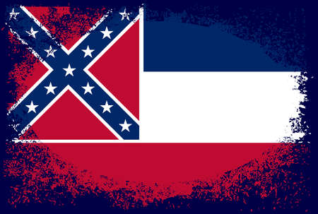 The flag of the USA state of Mississippi with a grunge ovalのイラスト素材