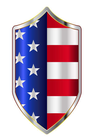 A typical classical style shield with the flag of The United States of Americaのイラスト素材