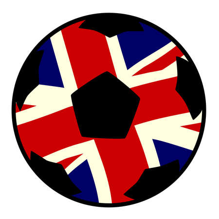 A typical soccer football isolated over a white background with the GB Union Jack flagのイラスト素材