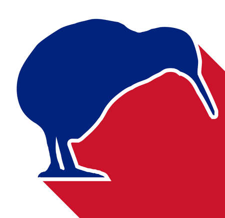 New Zealand Kiwi icon with a shadow over whiteのイラスト素材
