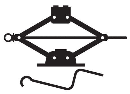 Silhouette of a typical portable bottle hydraulic vehicle trolley jackのイラスト素材