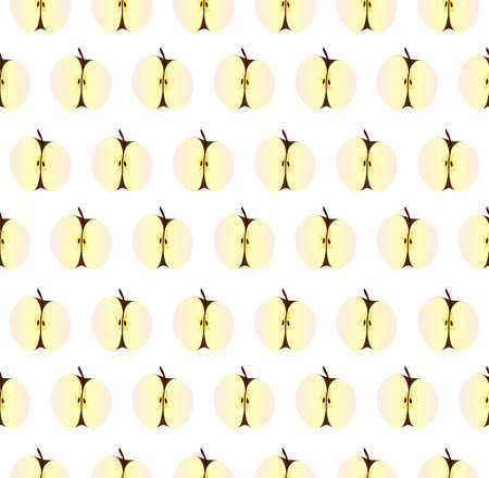 Several half apples set in rows as a background over white and seamlessのイラスト素材